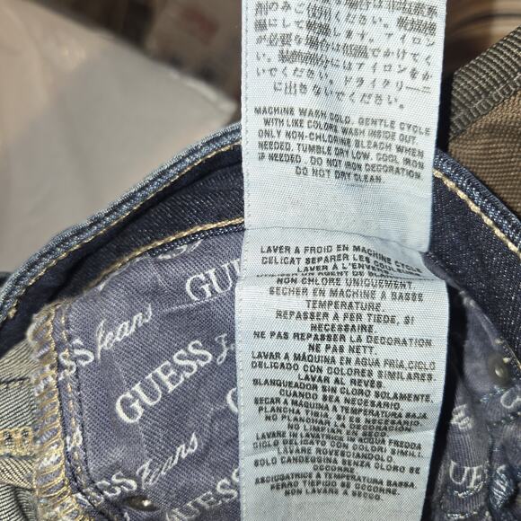 Vintage Guess US26 Y2K Dark Wash Low Waist Bootcut/Flare Jeans [0448] - Picture 9 of 10